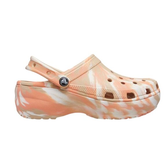Crocs Platform Marbled Swirl Slip On Comfort Clogs in Pastel Peach & Tan Size 6 - Picture 3 of 5